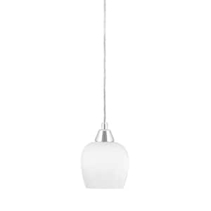 Bryson 6 in. 1-Light Chrome Cord Pendant Light with 6 in. White Marble Glass Shade, no bulb included