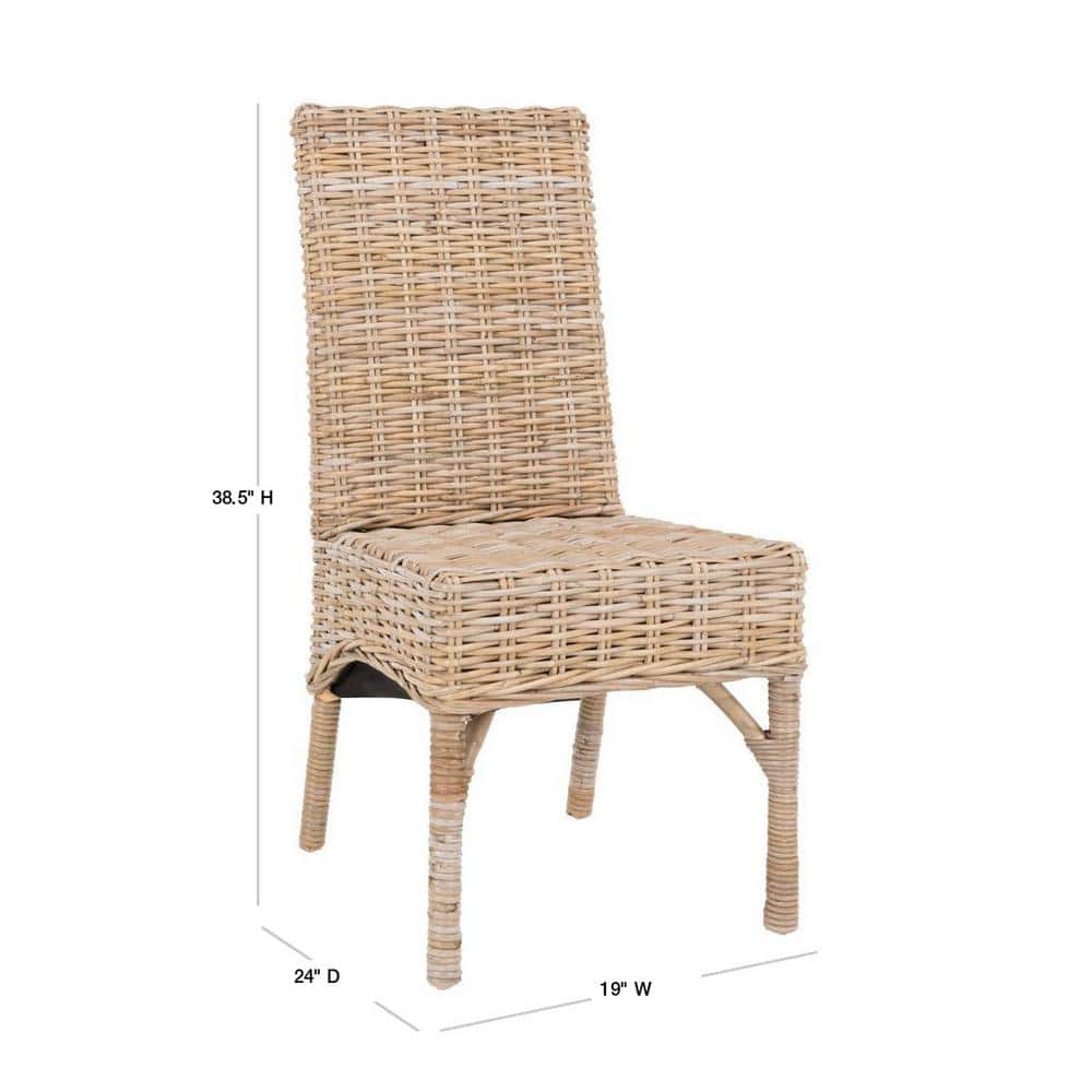 Transitional Unfinished Wicker and Wood Side Chair - Natural