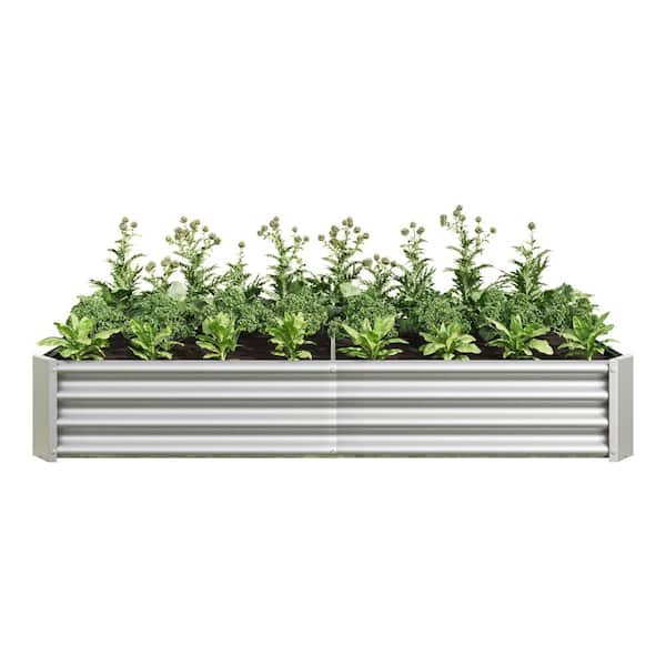 6×3×1 ft Metal Outdoor Raised Garden Bed Raised Rectangle Planter Beds for Plants,Vegetables, and Flowers - Silver