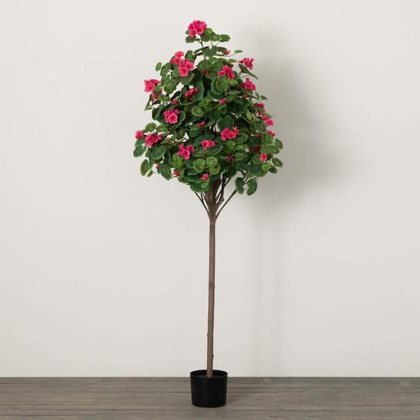 SULLIVANS 5 ft. Artificial Hot Pink Geranium Tree