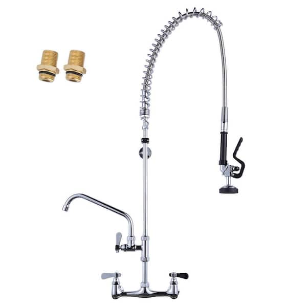36 in. Commercial Triple Handles Pull Down Sprayer Kitchen Faucet with Advanced Spray in Chrome