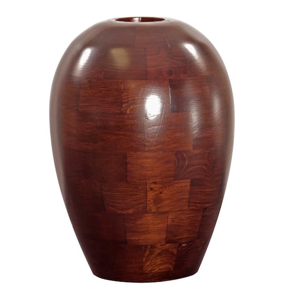Unbranded Mahogany Wood Decorative Vase Small