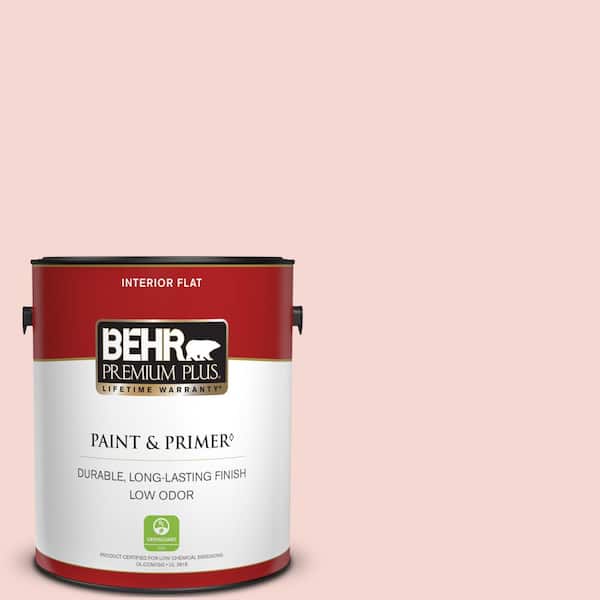 BEHR PREMIUM PLUS 1 gal. #M160-1 Cupcake Pink Flat Low Odor Interior Paint & Primer