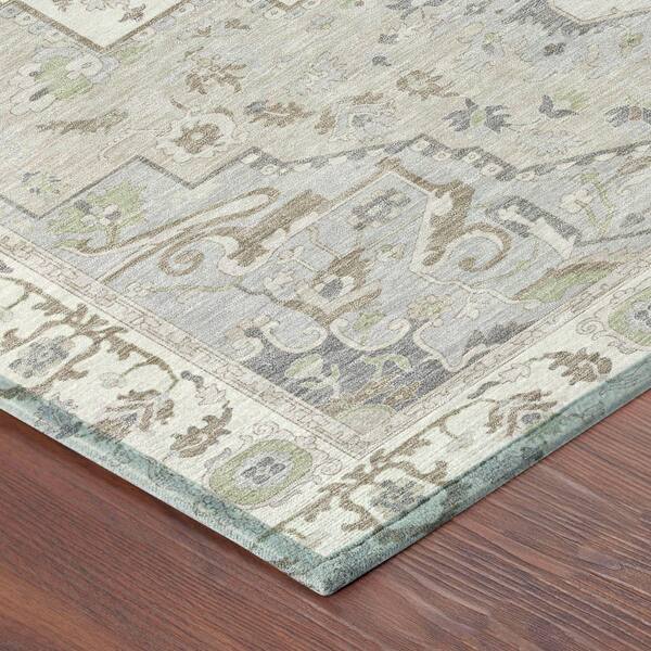 Chantille Machine Washable Indoor/Outdoor Abstract ACN2674 Ivory 8 ft. x 8 ft. Round Rug