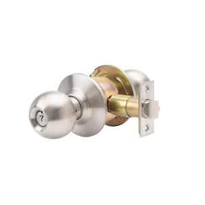 Light Duty Stainless Steel Cylindrical Grade 3 Keyed Entry Door Knob Set with 13/4 in. Backset