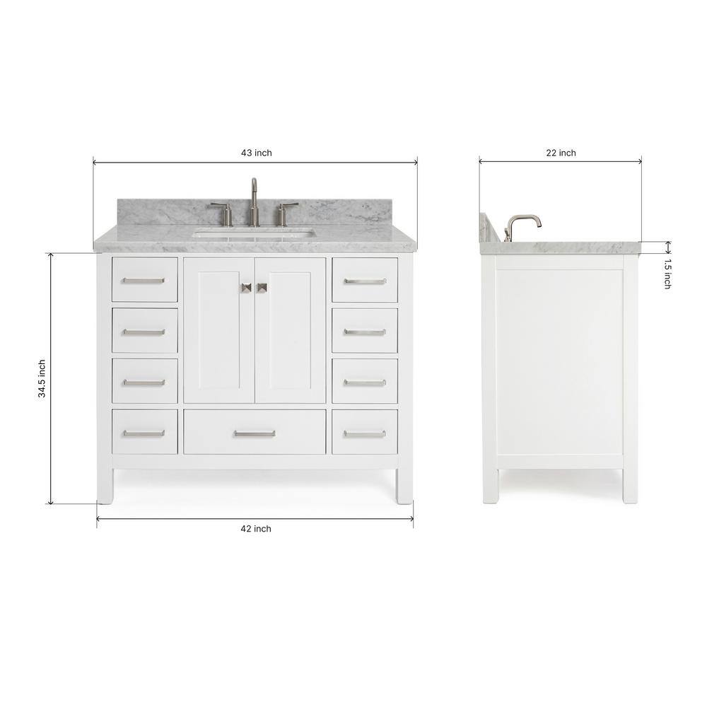 Cambridge 43" White Marble Single Basin Vanity Set