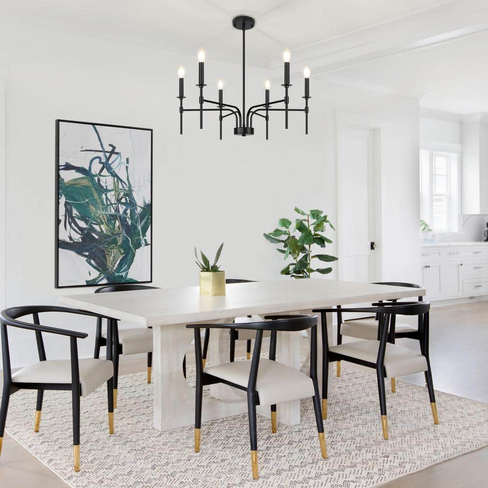 Black Metal 6-Light Candle Style Chandelier