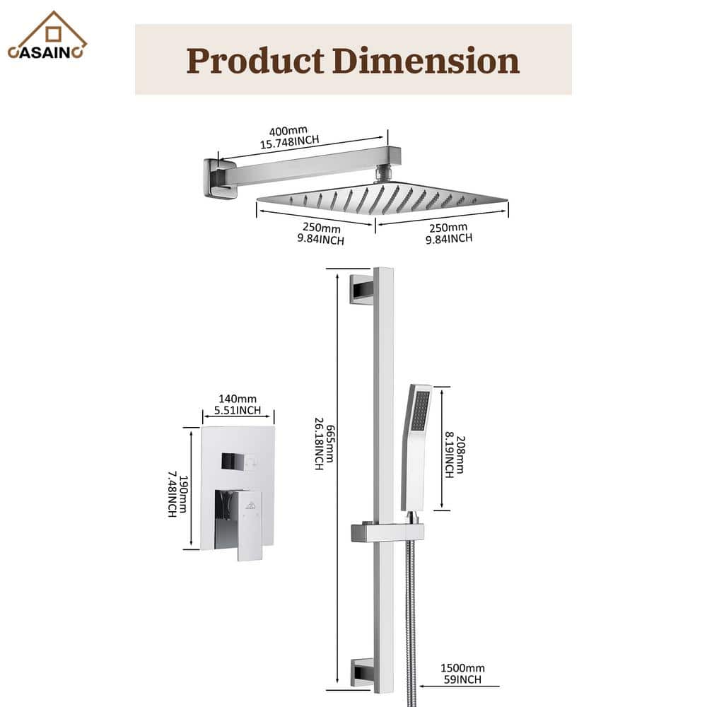Chrome Adjustable Dual Shower System with Handheld and Rain Shower Heads