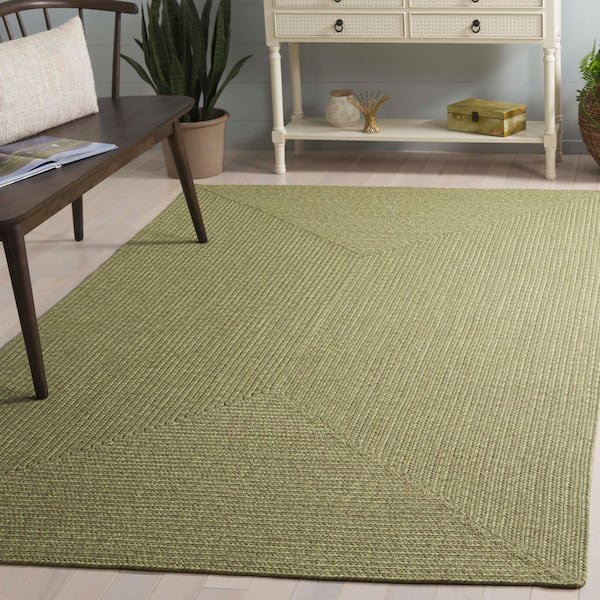 Braided Sage 4 ft. x 4 ft. Machine Washable Geometric Solid Square Area Rug