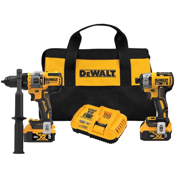 DEWALT 20V MAX Lithium-Ion Cordless 2 Tool Combo Kit with (2) 5.0Ah Batteries, Charger, and Bag