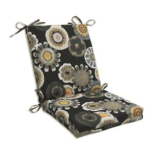 Floral Outdoor/Indoor 18 in. W x 3 in. H Deep Seat, 1-Piece Chair Cushion and Square Corners in Black/Yellow Crosby