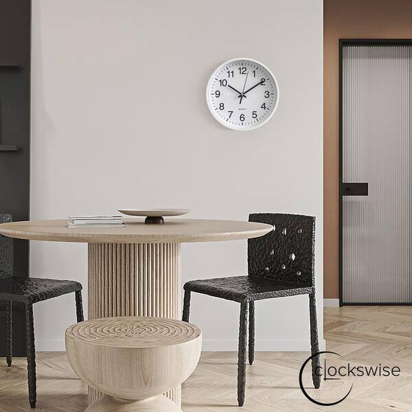 CLOCKSWISE White 8 in. Analog Clock-Silent, Non-Ticking for Wall