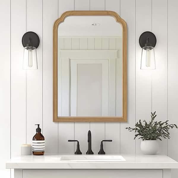 20 in W x 30 in. H Wood Bathroom Mirror for Wall, Rounded Corner