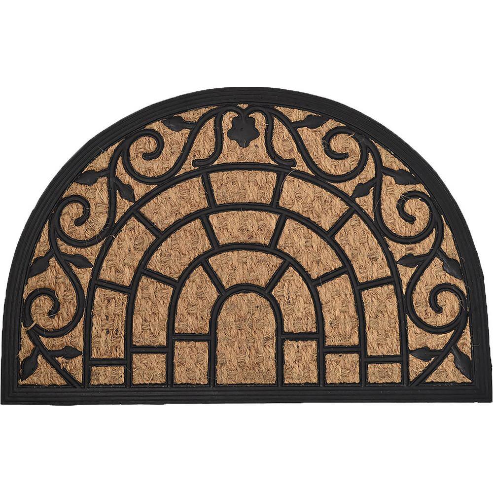 Evideco 16 in. x 24 in. Sheltered Half Round Front Door Mat Harry Natural Braided Coir Coco Rubber price history on PriceWatchPro