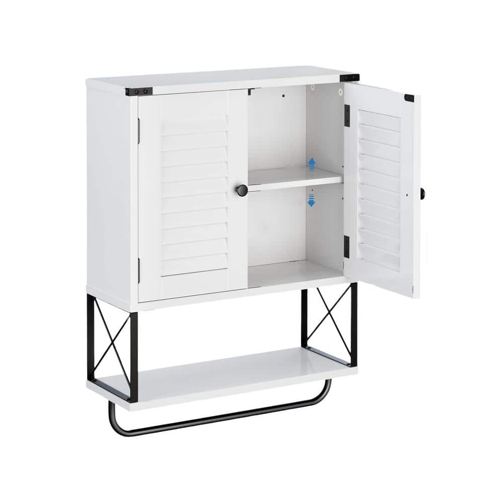 19.29 in. W x 7.09 in. D White Decorative Wall Shelf, Bathroom Medicine Wal