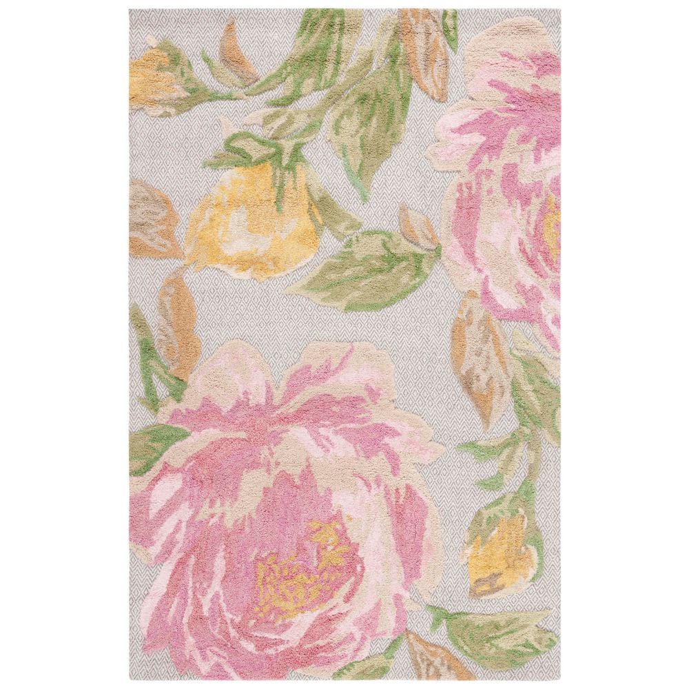 UPC 195058561068 product image for Glamour 8 ft. x 10 ft. Pink/Gray Floral High-Low Area Rug | upcitemdb.com