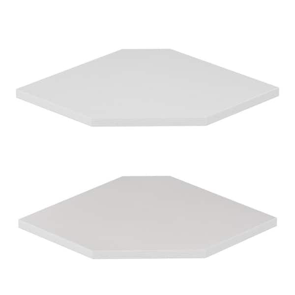 16.7 in. W x 13.3 in. D White Corner Shelf Wall Mounted with Wire Hole, Wood Hanging Decorative Wall Shelf