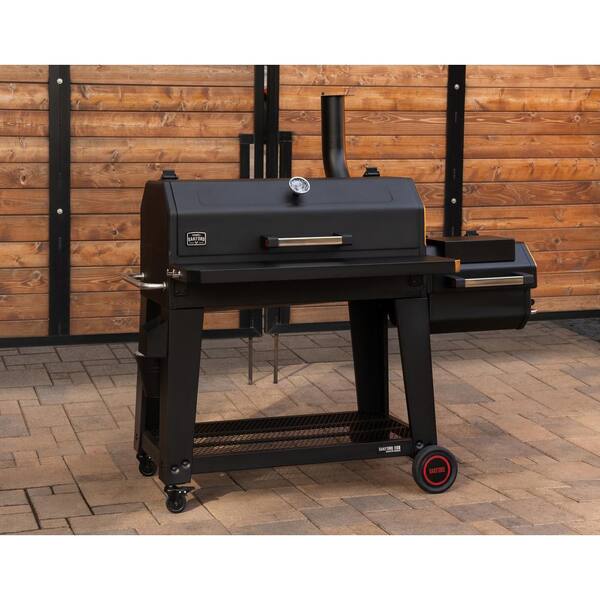 Nexgrill Oakford 1150 Reverse Flow Offset Smoker Charcoal Grill in Black 810-0071 - The Home Depot