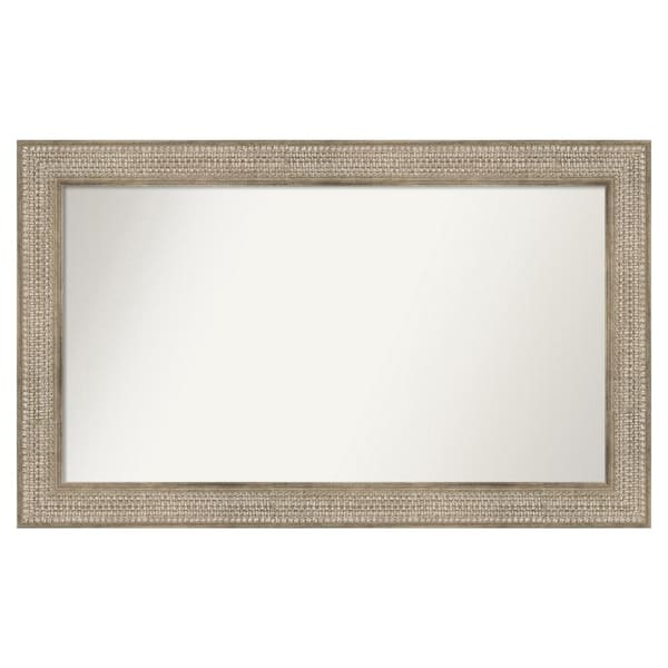 Amanti Art Trellis Silver 44 in. x 27 in. Custom Non-Beveled Wood Framed Bathroom Vanity Wall Mirror