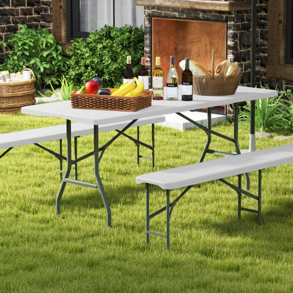 Boyel Living 71 in. L Portable Rectangular White HDPE Plastic Top