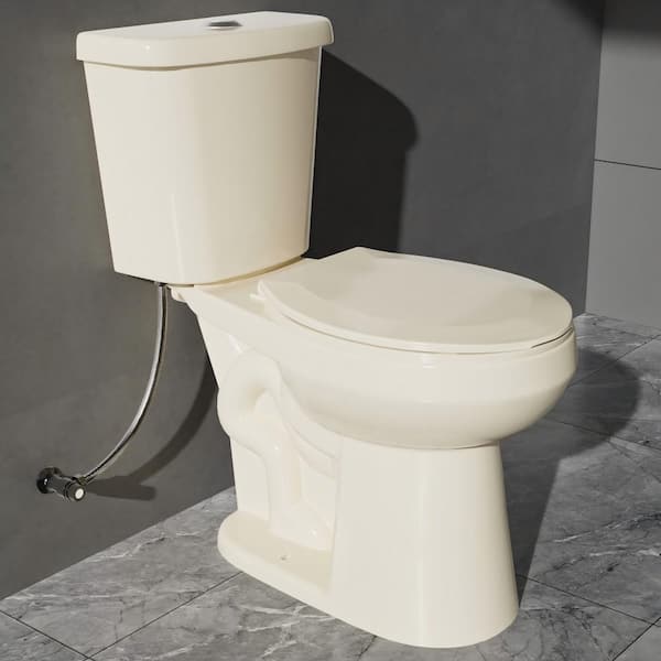 19 in. ADA Height 2-Piece Toilet 1.1/1.6 GPF Dual Flush Round Tall Toilet in Bone Comfort Bowl Height Bathroom Toilet