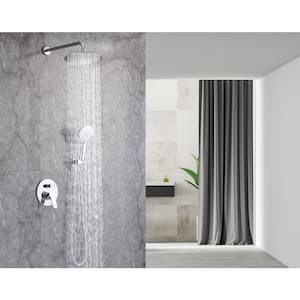 3-Spray Patterns with 2.5 GPM 10 in. Wall Mount Shower Set Dual Shower Heads with Handheld Spray in Polished Chrome