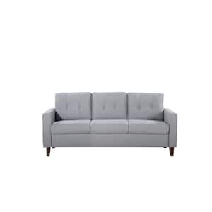 Rossetti 77 in Light Gray 3-Seats Linen Mid-Century Tufted Sofa