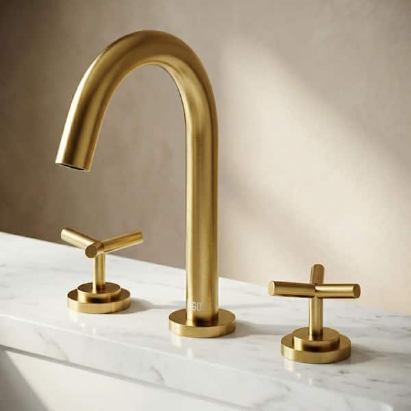 Jewel 8 in. Widespread Double Handles Faucet in Matte Brushed Gold