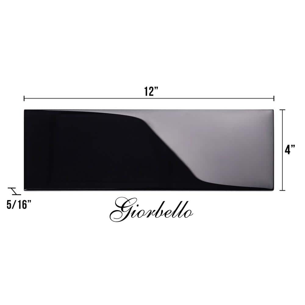 Black Glossy Glass Subway Wall Tile for Kitchen and Bathroom
