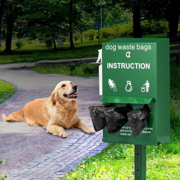 SVOPES Dog Poop Bag Dispenser with Hand Wash Bottle, Lockable Waste Bag  Holder with 600 Bags, Stake and Wall Mount for Porch