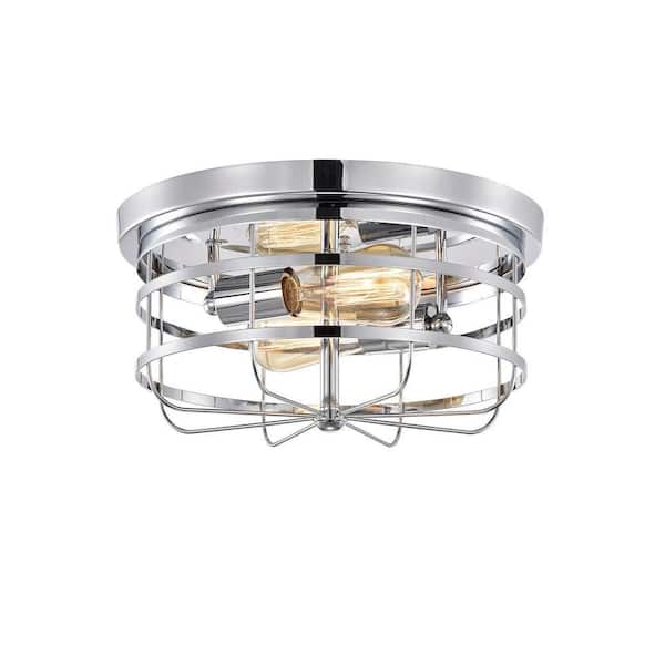 Warehouse of Tiffany Renfree 13 in. 2-Light Indoor Chrome Chandelier with Light Kit