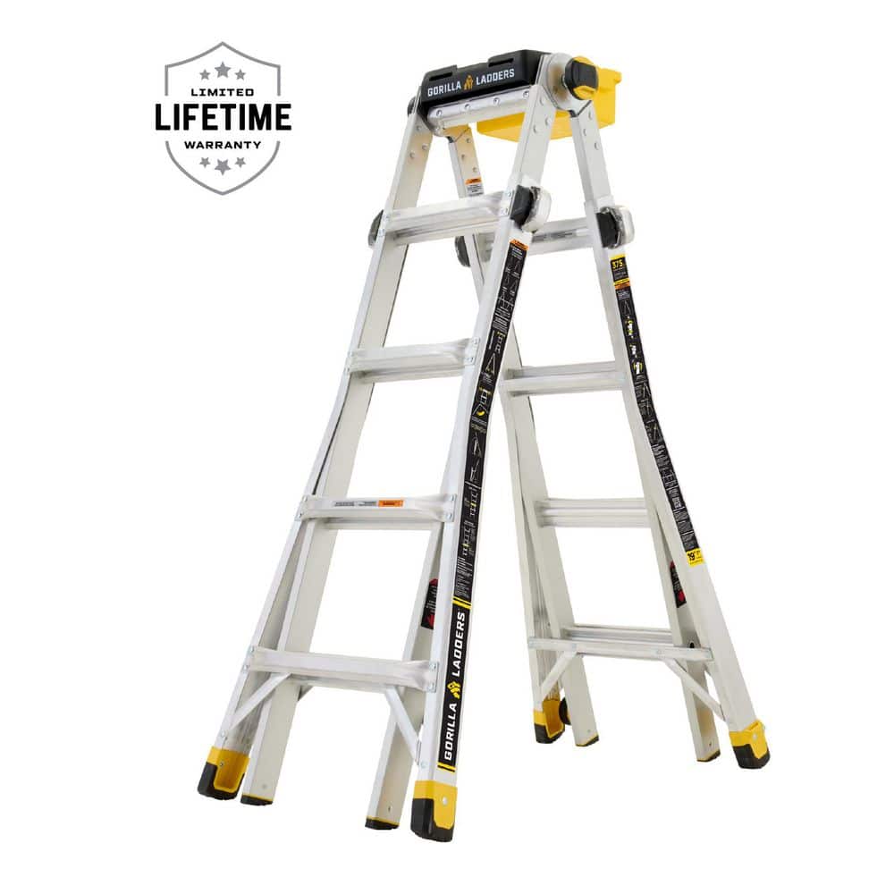 19 ft. Reach Aluminum Multi-Position Ladder with New Speed Locks, Wheels, P