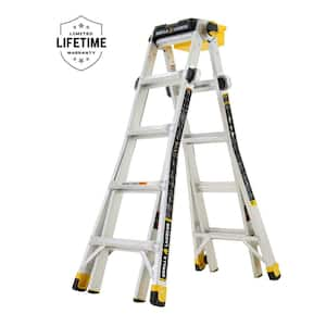 19 ft. Reach Aluminum Multi-Position Ladder with New Speed Locks, Wheels, Project Top and Bucket, 375 lbs. Load Cap