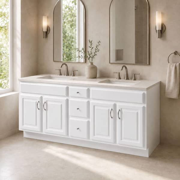 Concord 72 in. W x22 in. D x 30 in. H Bath Vanity Cabinet without Top in White