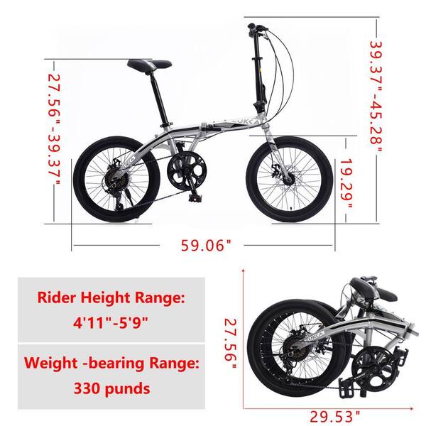 Cesicia 20 in. Silver Aluminum Folding City Bike with 8 Speed