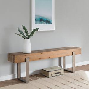 Gavrielle Natural Reclaimed Wood Rustic Industrial Bench