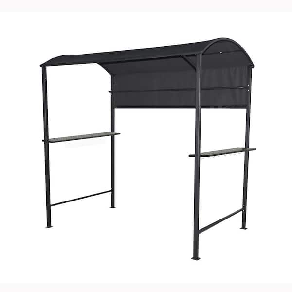 Willit 7.1 ft. x 4.4 ft. Gray Outdoor Grill Gazebo BBQ Canopy with Side Awning
