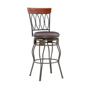 Thomas Bronze Metal Oval Back Barstool with Padded Faux Leather Seat