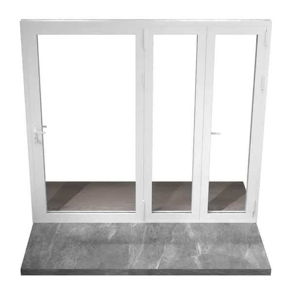 72 in. x 80 in. Left Swing/Outswing White Aluminum Folding Patio Door