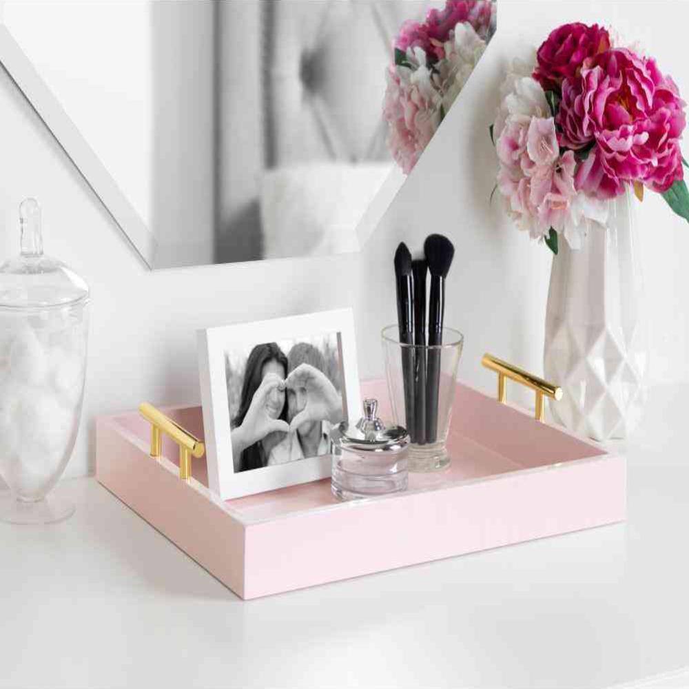 Lipton Pink and Gold Rectangular MDF Wood Tray