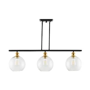 Marquez 3-Light Dimmable Modern Farmhouse Black and Antique Brass Finish Chandelier