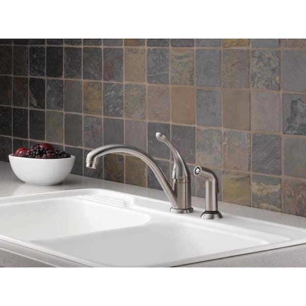Delta 440-DST Collins Kitchen Faucet with Side Spray and Optional Base Plate 