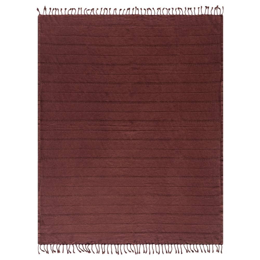 Alistaire Burgundy Farmhouse All Natural Turkish Cotton Throw Blanket