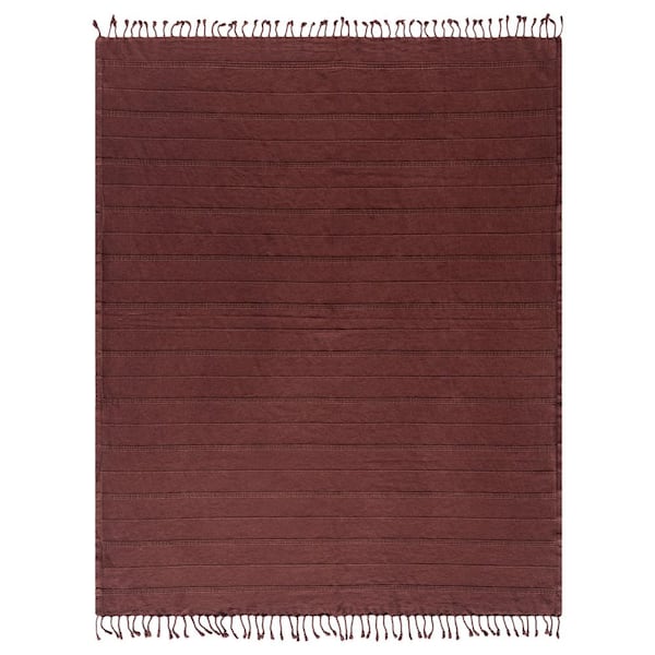 Unbranded Alistaire Burgundy Farmhouse All Natural Turkish Cotton Throw Blanket