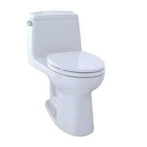 Eco UltraMax 1-Piece 1.28 GPF Single Flush Elongated Standard Height Cefiontect Cotton White Toilet with SoftClose Seat