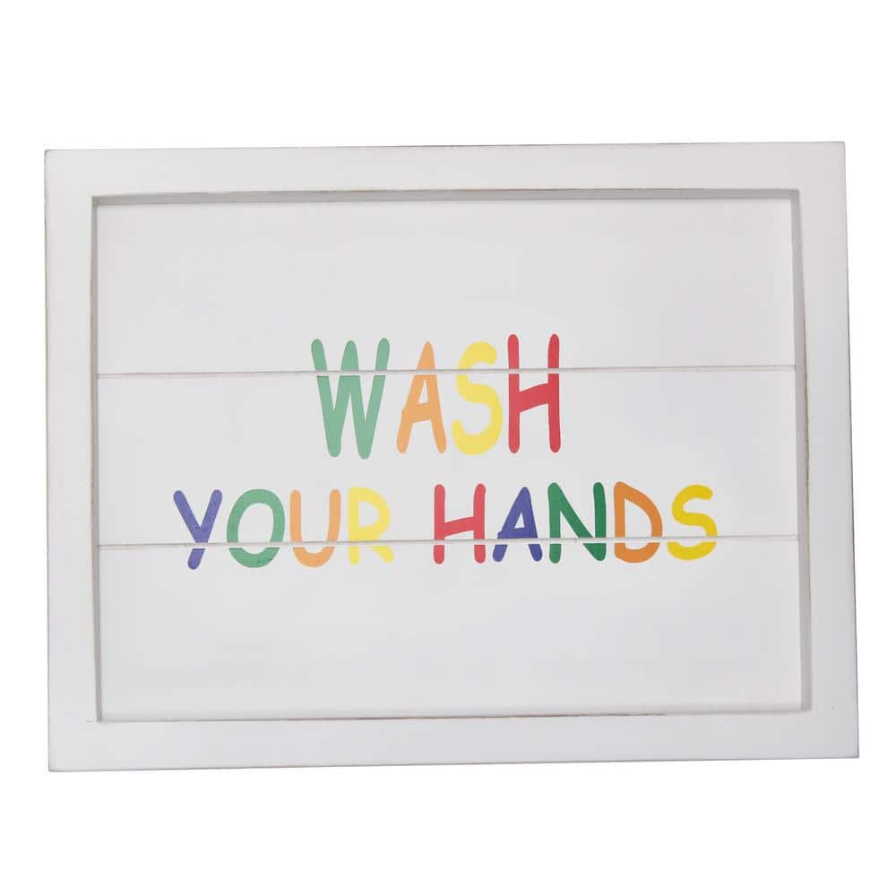 White Wash Nautical Wood Three Piece Bathroom Set with Colorful Text