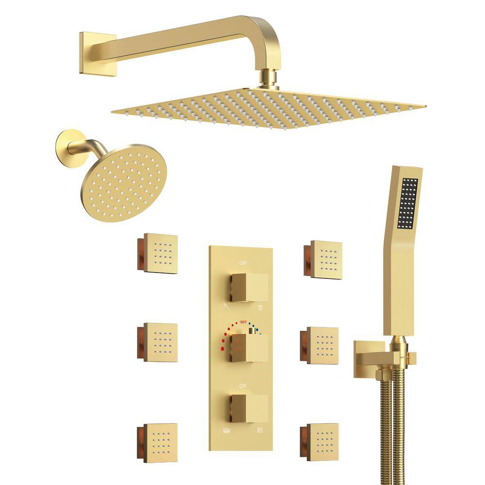 EVERSTEIN Thermostatic Triple Handles 8-Spray Patterns Shower Faucet 2. ...