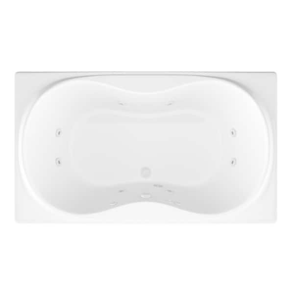Star Series 72 in. x 42 in. Rectangular Whirlpool Bathtub with Center Drain and V-Style Back Jets in Glossy Smooth White