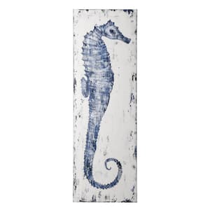 Anglo "Rustic Seahorse" Unframed Animal Wall Art Coastal Handmade Oil Painting 59 in. x 20 in. .