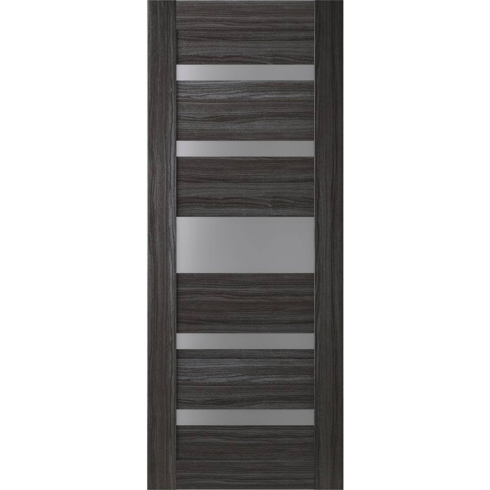 Gray Oak Frosted Glass Solid Core Interior Door Slab